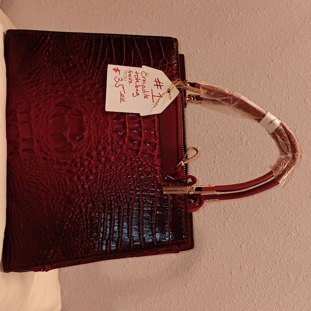 Faux crocodile tote bag